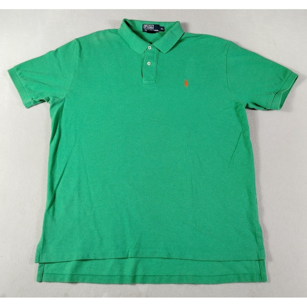 Vintage Polo Ralph Lauren Polo Shirt Mens XL Green Solid Cotton Pony Preppy 90s